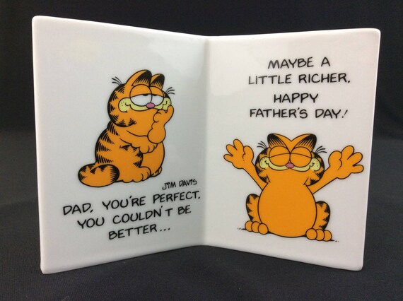 Garfield Fathers Day Ceramic Plaque Enesco 1978 Jim Davis - 