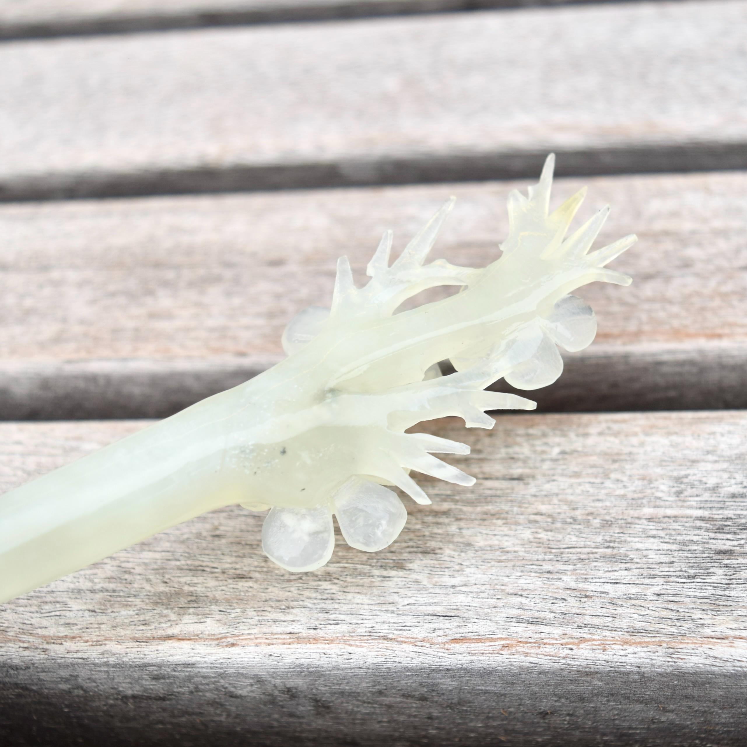 Green Plum Blossom Carved Hairpin - Serpentine Jade Hair Stick Amazon.com : Cayyoomm Plum Blossom with Jade S925 Silver  main image 2