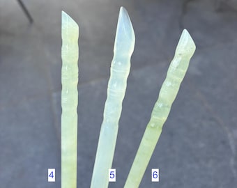 Green Bamboo Hairpin - Serpentine Jade Hair Stick Style 4 5 6