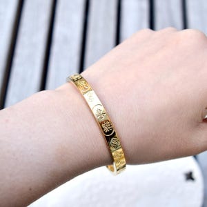 57.8 mm Golden Hundred Blessings Bell Bangle - Chinese Bangle