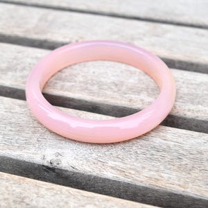 Pink Agate Bangle Bracelet: Natural Stone (58.6 mm Inner Diameter)