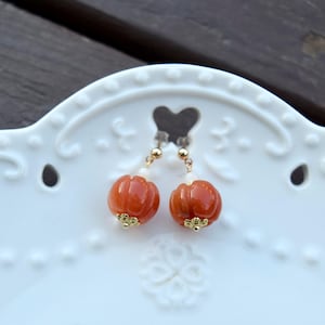 Pendientes de perlas de jade calabaza - Joyería china de perlas doradas