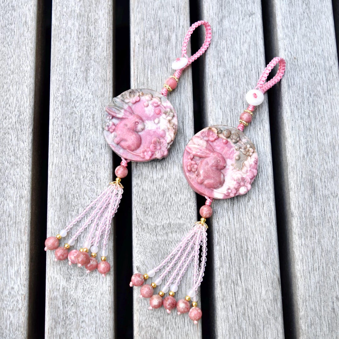 Pink Rabbit Tassel Ornament - Chinese Bag Charm - Moon Festival - Etsy