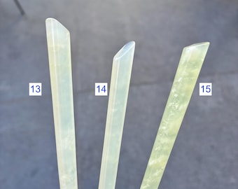 Green Simple Hairpin - Serpentine Jade Hair Stick Style 13 14 15