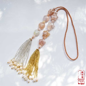 Sakura Agate Heart & Star Pendant Tassel Accessory - Chinese Bag/Car/Waist Hanging Accessory