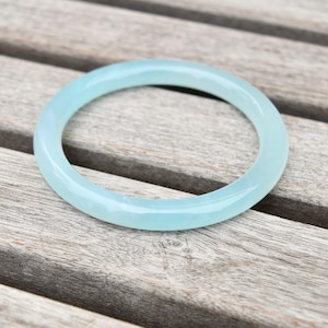 Bracelet jonc en agate bleue de 58,7 mm - Style jade chinois