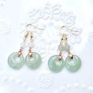 Quarz Jade Peace Buckle Ohrringe - grüner Aventurin