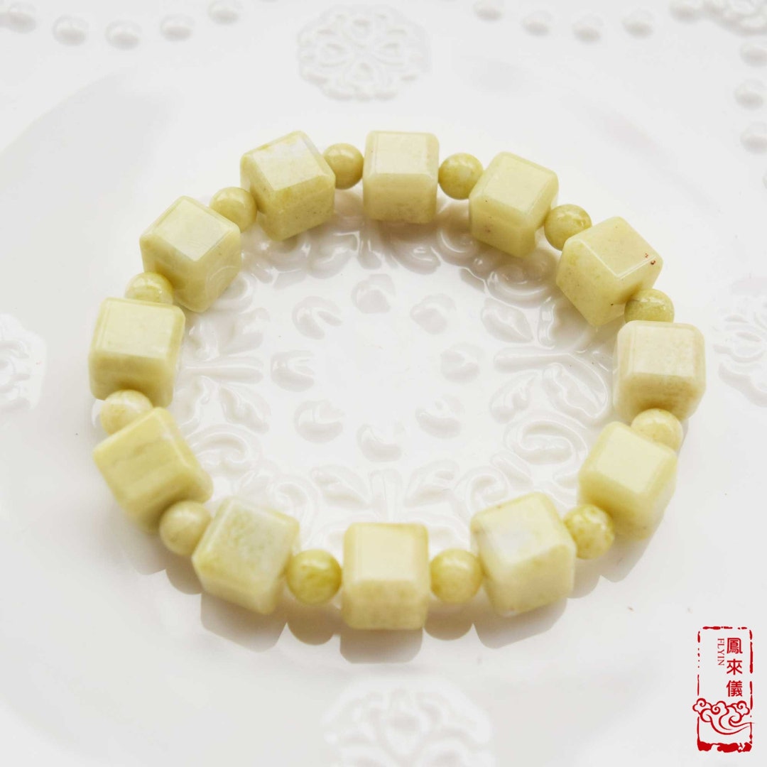 Cauliflower Jade Jewelry Set Square / Ball Beaded Bracelet Etsy