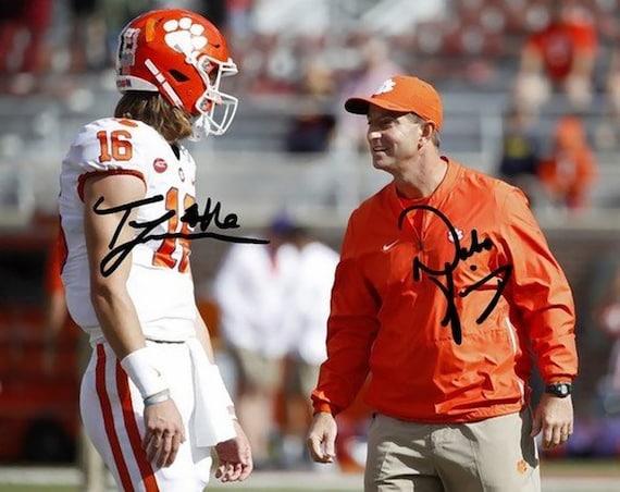 Dabo Swinney Trevor Lawrence Signed Photo 8x10 Rp Autographed