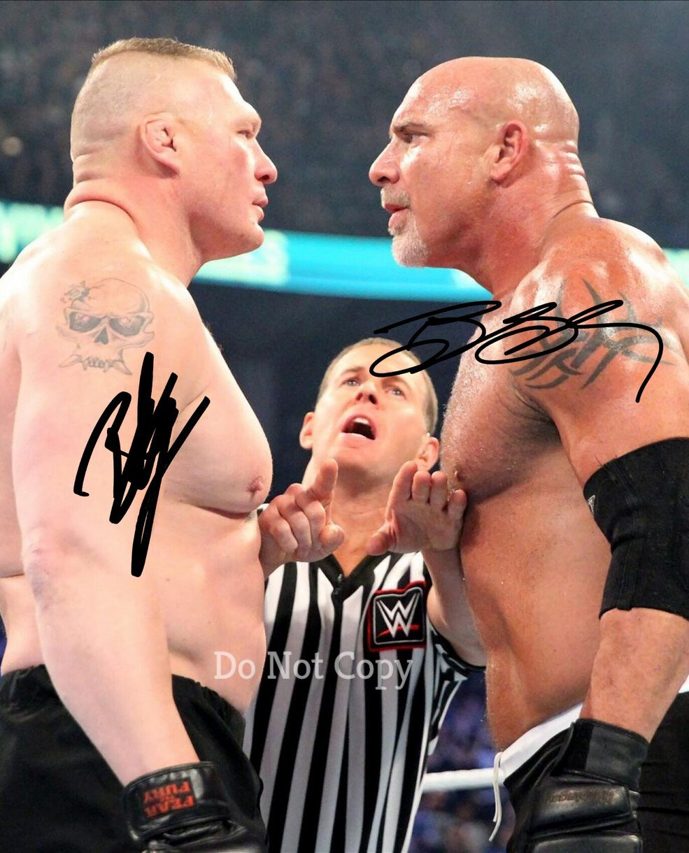 Bill Goldberg & Brock Lesnar Signed Photo 8X10 rp Autographed Picture WWE Wrestling