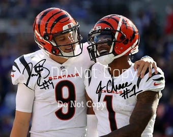 Joe Burrow & Ja'Marr Chase Signed Photo 8X10 rp Autographed Picture Cincinnati Bengals