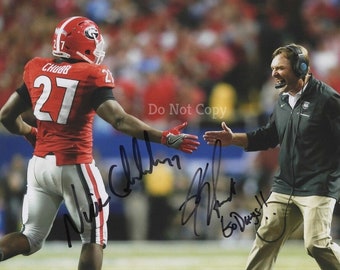 Nick Chubb & Kirby Smart Signed Photo 8X10 rp Autographed Picture Georgia Bulldogs