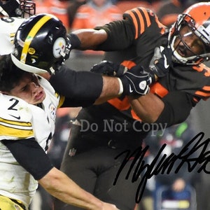 Myles Garrett Signed Photo 8X10 rp Autographed Picture Mason Rudolph Helmet Fight Cleveland Browns