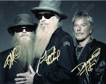 ZZ Top Band Group Signed Photo 8X10 rp Autographed Dusty Hill Billy Gibbons Frank Beard