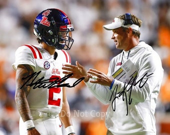 Matt Corral & Lane Kiffin Signed Photo 8X10 rp Autographed Picture Ole Miss