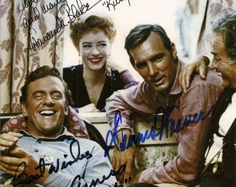 Gunsmoke Cast Signed Photo 8X10 rp Autographed Picture Jim James Arness Amanda Blake