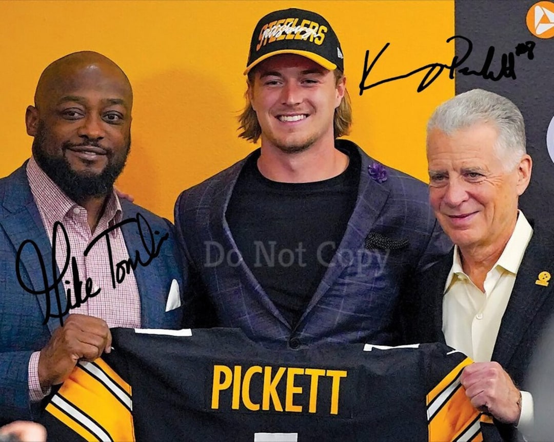 Mike Tomlin & Kenny Pickett Signed Photo 8X10 Rp Autographed Picture