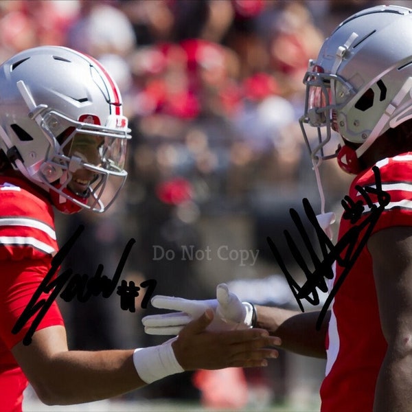 CJ Stroud & Marvin Harrison Jr Signed Photo 8X10 rp Autographed Picture Ohio State Buckeyes Football