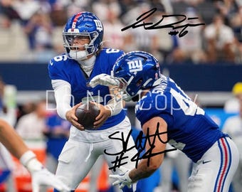 Cam Skattebo Jaxson Dart Signed Photo 8X10 rp Autographed Picture New York Giants