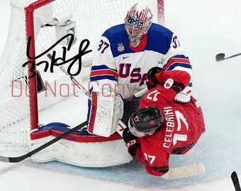 Connor Hellebuyck Signed Photo 8X10 rp Autographed USA Hockey 2026 Olympics