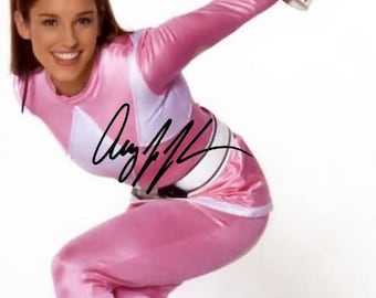 Amy Jo Johnson firmó foto 8x10 rp autografiado Pink Power Ranger