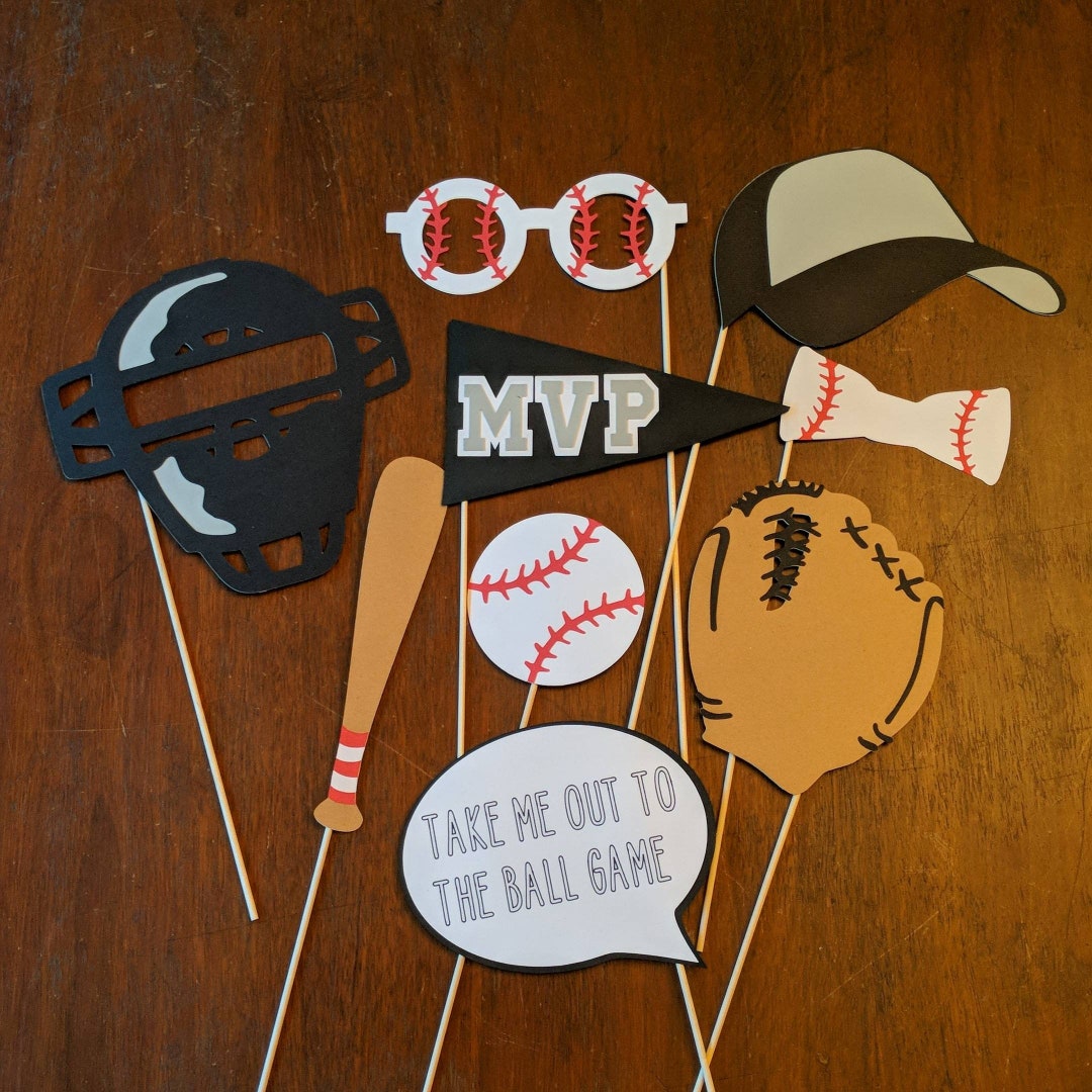 Baseball Photo Booth Props - 9 Piece Set - Baseball Party - Take Me Out ...