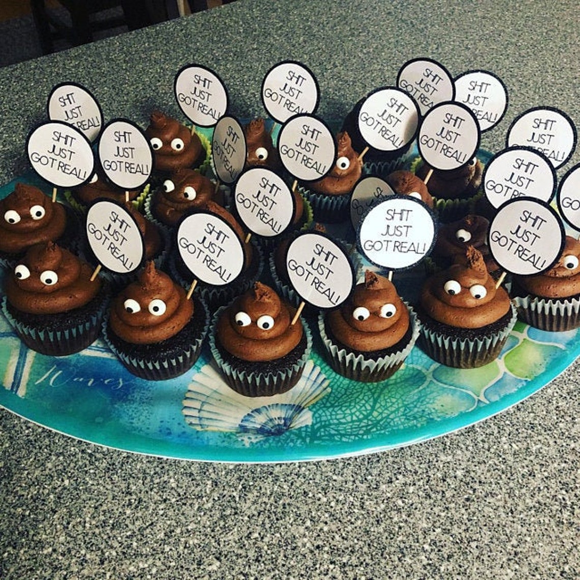 Cupcake Topper Shit Just Got Real Cupcake Toppers | Etsy