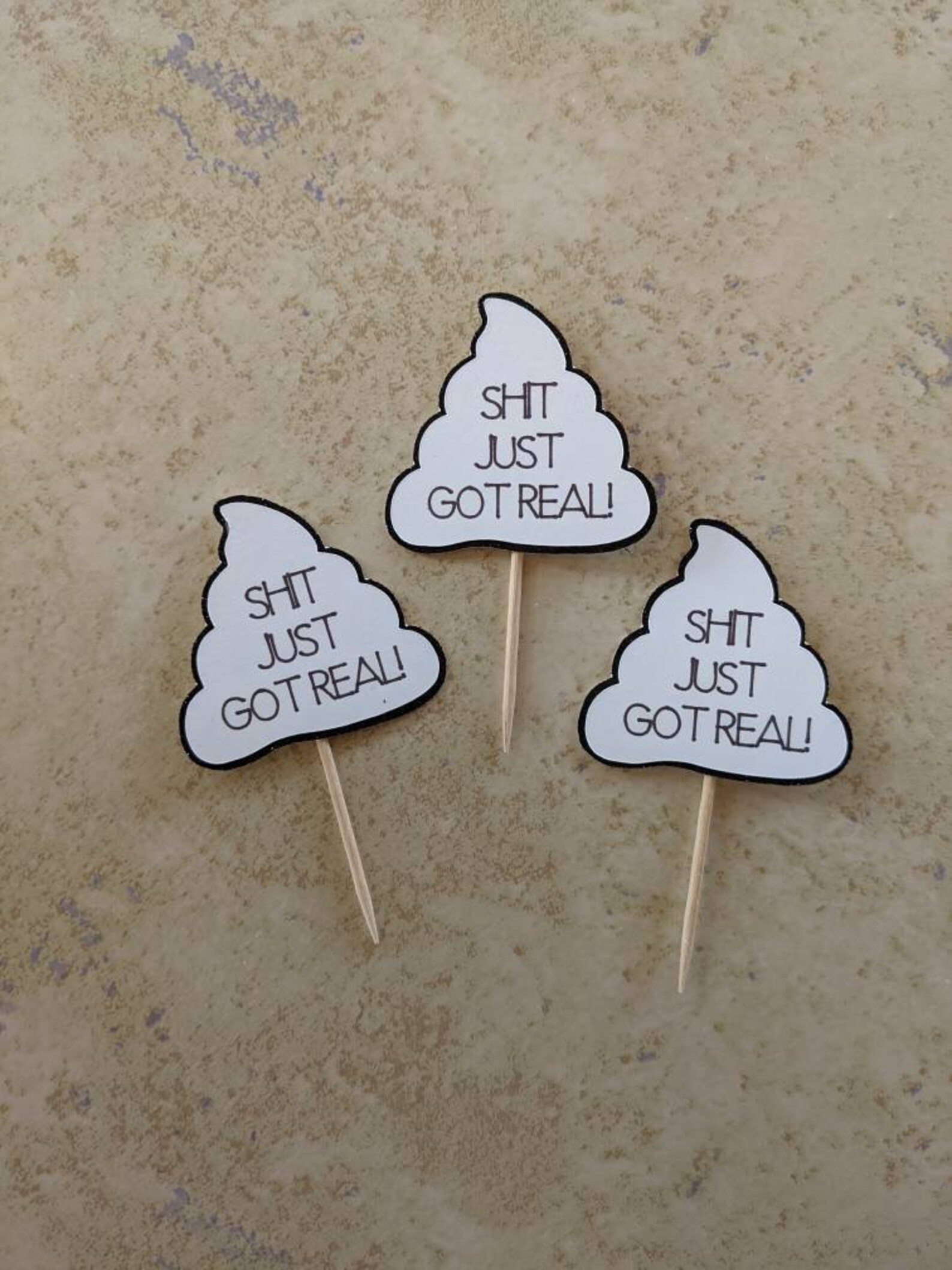 Cupcake Topper Shit Just Got Real Cupcake Toppers - Etsy