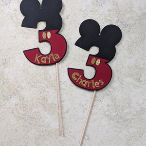 Mickey Mouse Cake Topper - Minnie Cake Topper - First, Second, Third, Forth, Fifth Birthday Cake Topper