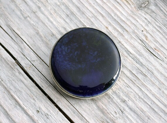Antique Silver and Blue Ruskin Style Enameled Cera