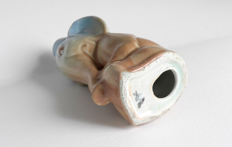 Deco Sylvac Style Ceramic Elephant, Pale Blue and Brown, 1920s image 7