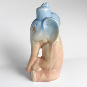 Deco Sylvac Style Ceramic Elephant, Pale Blue and Brown, 1920s image 3