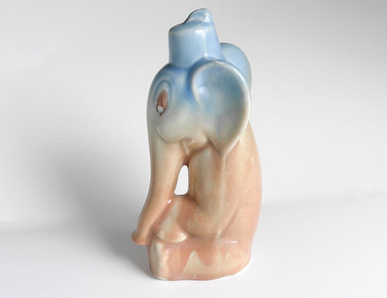 Deco Sylvac Style Ceramic Elephant, Pale Blue and Brown, 1920s image 3