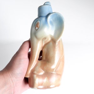 Deco Sylvac Style Ceramic Elephant, Pale Blue and Brown, 1920s image 4
