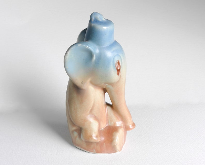 Deco Sylvac Style Ceramic Elephant, Pale Blue and Brown, 1920s image 2