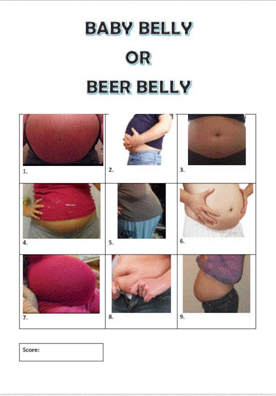 Baby Shower Game Baby Belly Or Beer Belly Game Etsy
