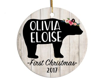 First Christmas Ornament, 1st Christmas Ornament, Baby's 1st Christmas, First Christmas Baby Ornament, Personalized Ornament, Baby Bear