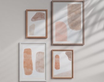Boho natürliche abstrakte - Set von 4 - Digitaldruck