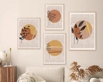 Ganze Korn - Boho abstrakte botanische - Set von 4 - Digitaldruck