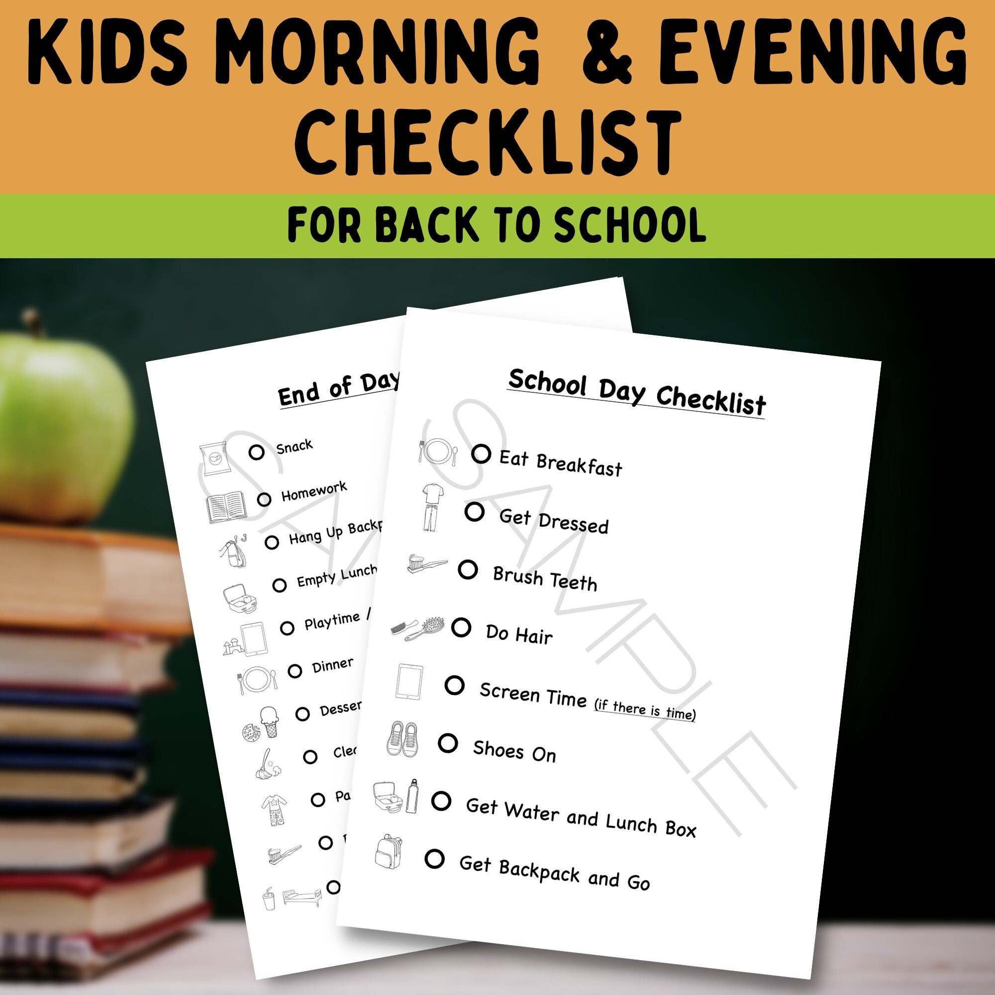 Kids Back to School Morning Checklist - School Routine - Planner ...