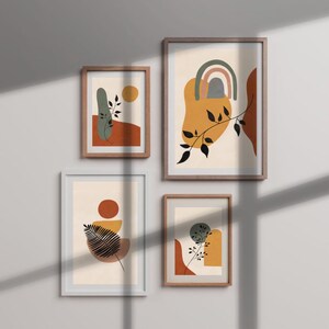 Boho Eclectic Abstract Botanical - Set of 4 - Digital Print