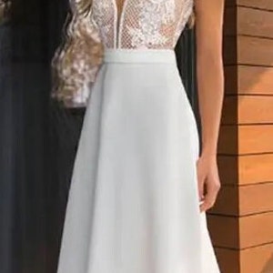 Plus Size Boho Deep V-Neck Lace Wedding Dress Backless Chiffon Bridal Gown Elegant Scalloped Neckline Bridal Gown Wedding Gown image 7