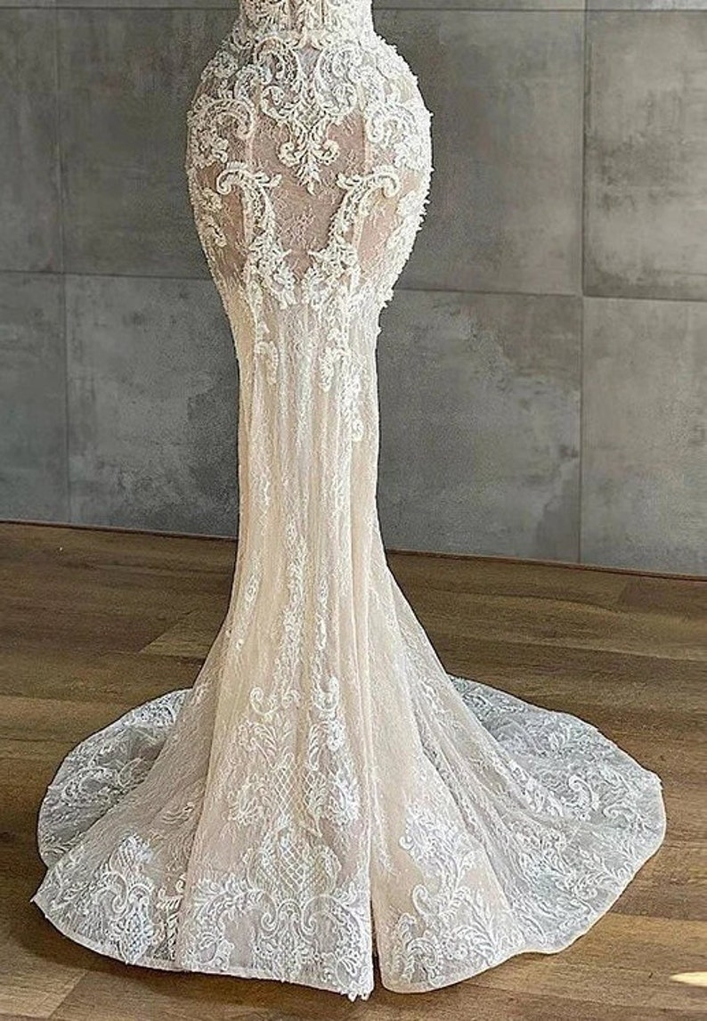 Luxury Crystal Beaded Mermaid Lace Wedding Dress Sweetheart Strapless Sleeveless Appliques Bridal Gown Bridal Dress Bride Gown zdjęcie 9