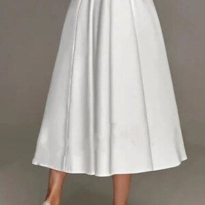 Robe de mariée longueur thé ivoire chic moderne Dentelle à col en V en satin à manches trois-quarts Robe de mariée avec poche Robe de mariée courte image 8