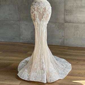 Luxury Crystal Beaded Mermaid Lace Wedding Dress Sweetheart Strapless Sleeveless Appliques Bridal Gown Bridal Dress Bride Gown zdjęcie 6