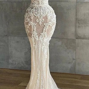 Luxury Crystal Beaded Mermaid Lace Wedding Dress Sweetheart Strapless Sleeveless Appliques Bridal Gown Bridal Dress Bride Gown zdjęcie 2