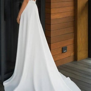 Plus Size Boho Deep V-Neck Lace Wedding Dress Backless Chiffon Bridal Gown Elegant Scalloped Neckline Bridal Gown Wedding Gown image 6