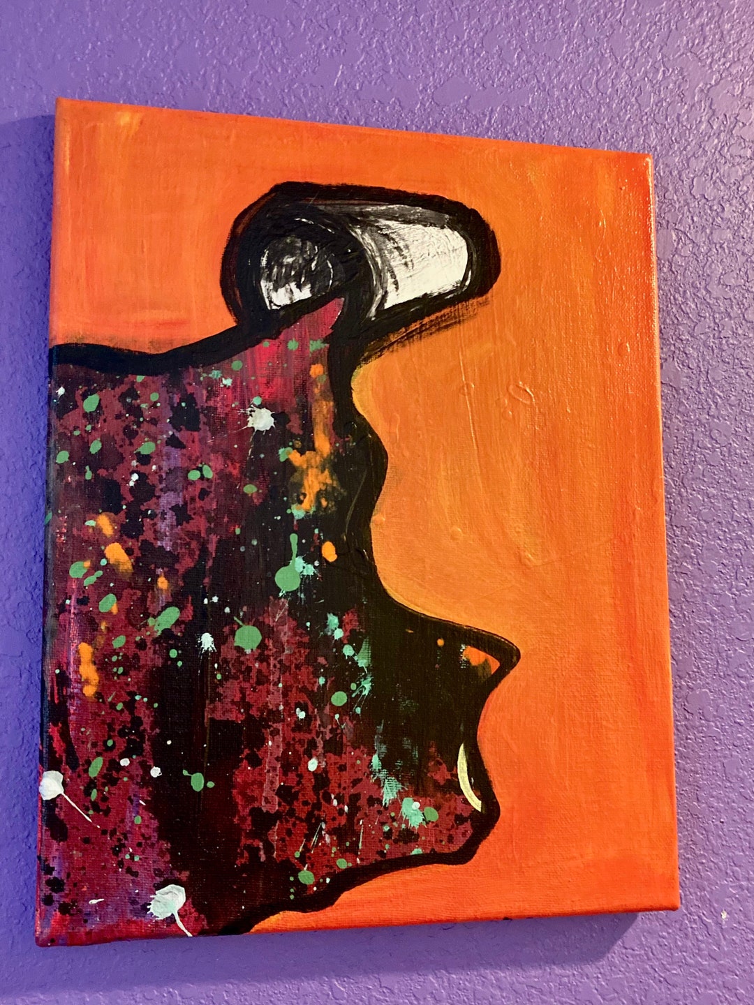 No Crying, Spilled Drink Acrylic Painting, Colorful Wall Art Etsy