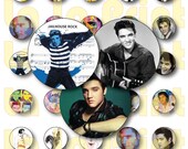 30 Elvis Presley Digital Party Stickers Circles size 1 quot and 2 quot sheet A4 (8.5 39 39 x11 39 39 ) Bottle Cap images Cupcake Toppers