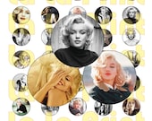 40 Marilyn Monroe Digital Party Stickers Circles size 1 quot sheet A4 (8.5 39 39 x11 39 39 ) Bottle Cap images Cupcake Toppers